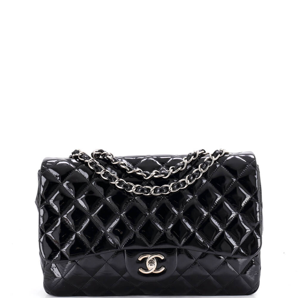 Chanel Jumbo Vintage Classic Single Flap Bag Quilted Patent